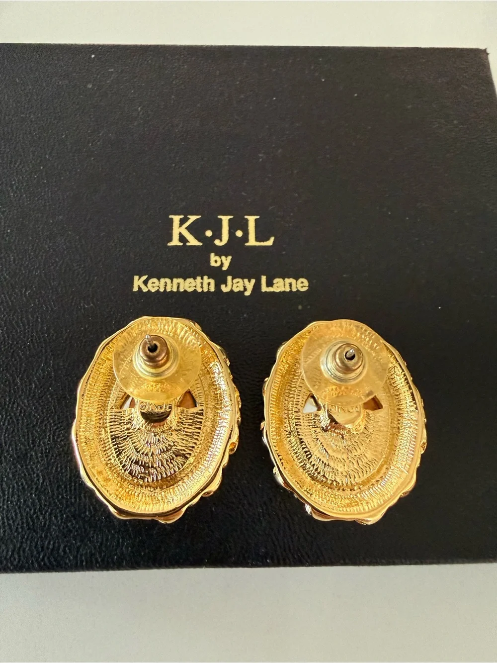 Vintage Kenneth Jay Lane Interchangeable Oval Earring Set - Picture 2 of 2